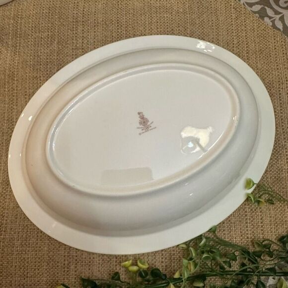 Royal Doulton Atlanta Fine bone China 1 Pc Oval Serving Dish Blue Silver Vintage - Picture 6 of 8